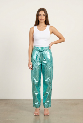 Metallic Blue Pants
