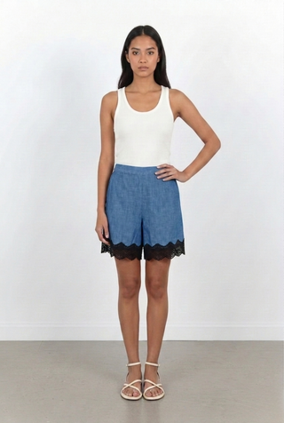 Denim Shorts, Black Lace