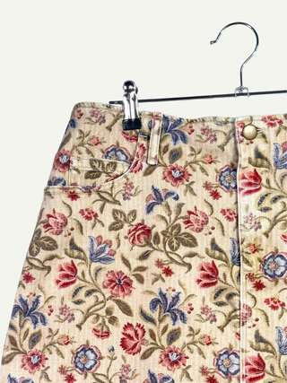 Beige Short Skirt With Floral Print