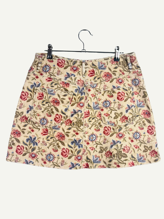 Beige Short Skirt With Floral Print