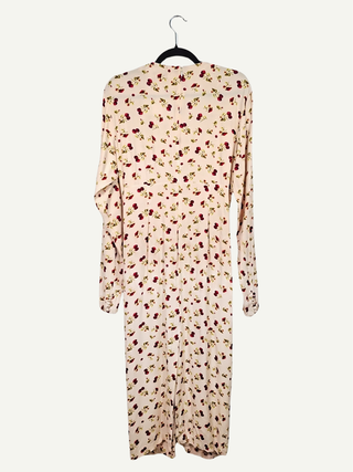 Long Beige Dress, Cherry Pattern